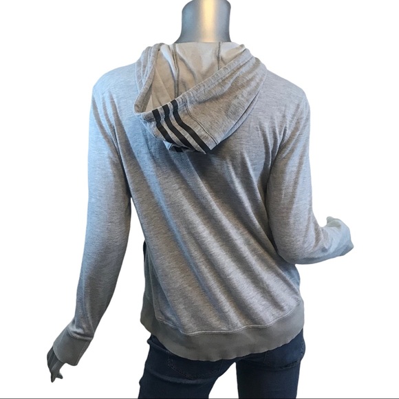 Adidas Women's Medium Hoodie Transit Light Weight Gray Athletic Pullover - Picture 6 of 14